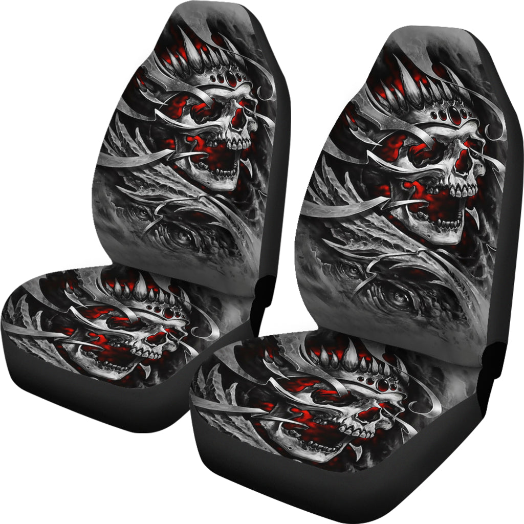 Set of 2 Gothic sugar skull seat covers