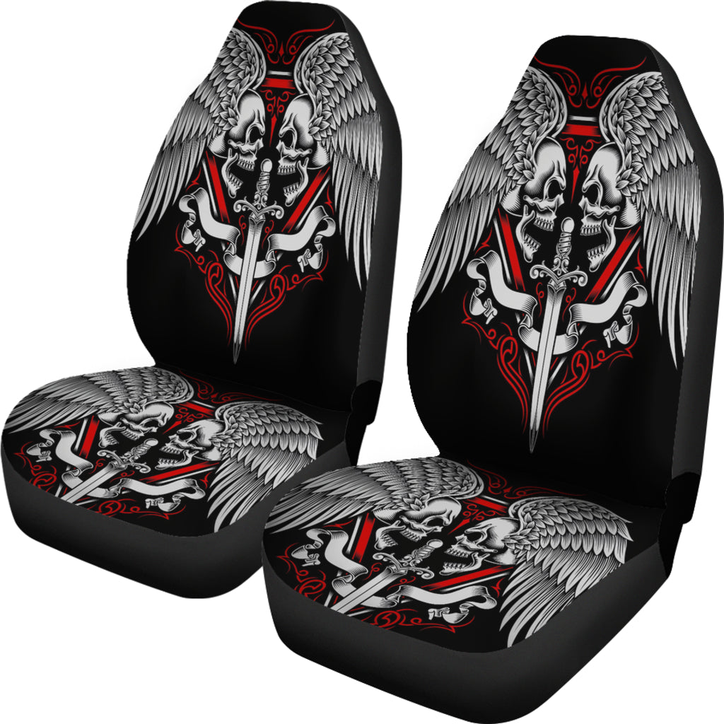 Set 2 skull wings car seat cover sugar skulls