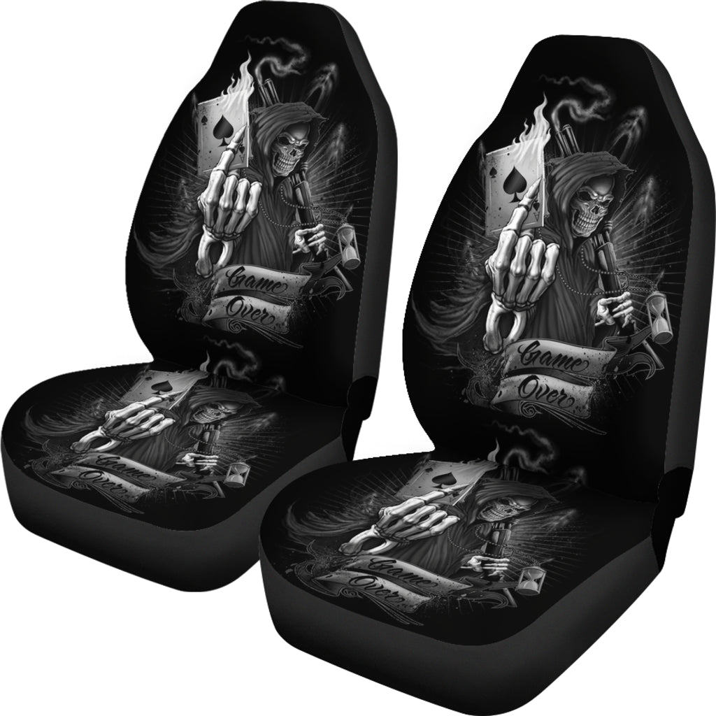 Set 2 pcs skull grim reaper car seat cover sugar skulls