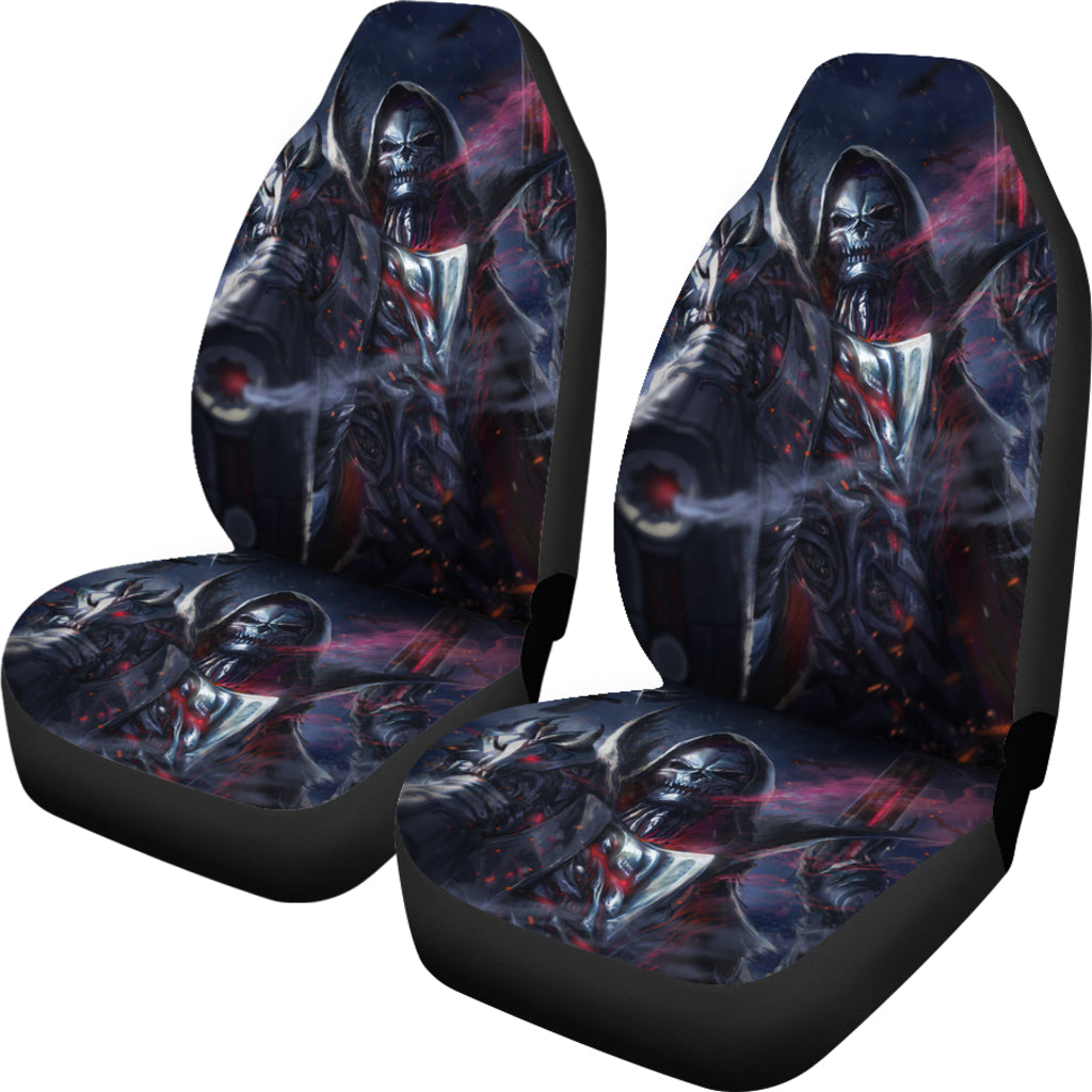 Set of 2 grim reaper skull Gothic car seat covers