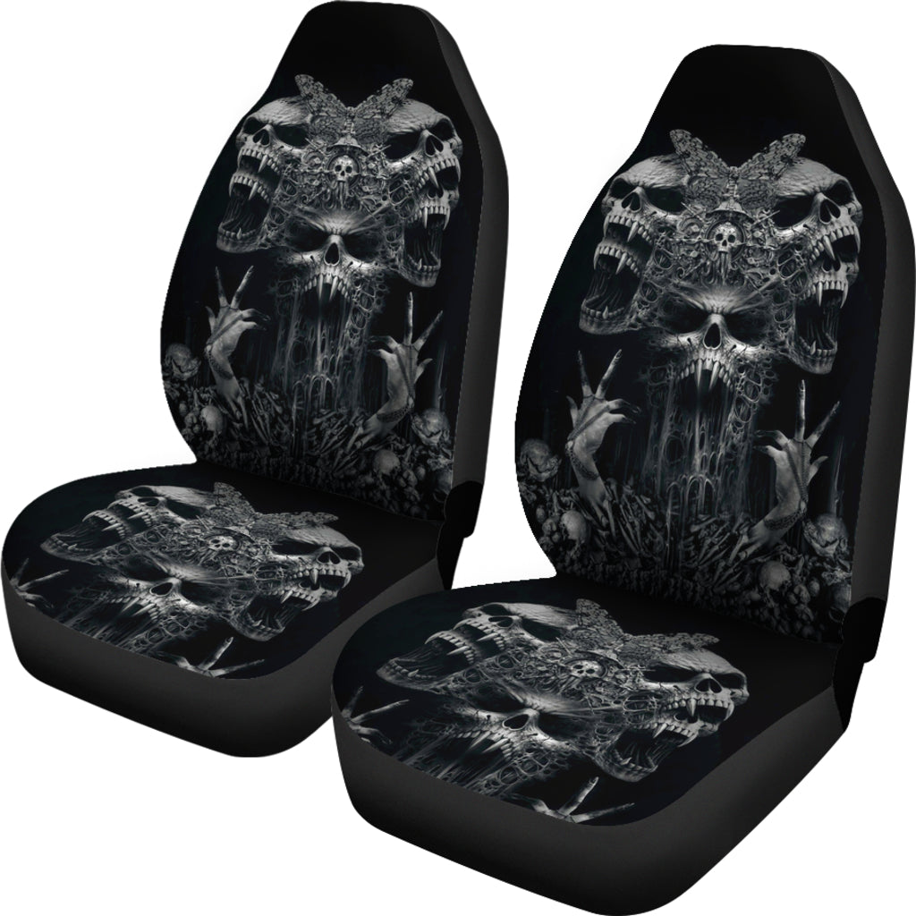 Set of 2 - Gothic skull car seat covers