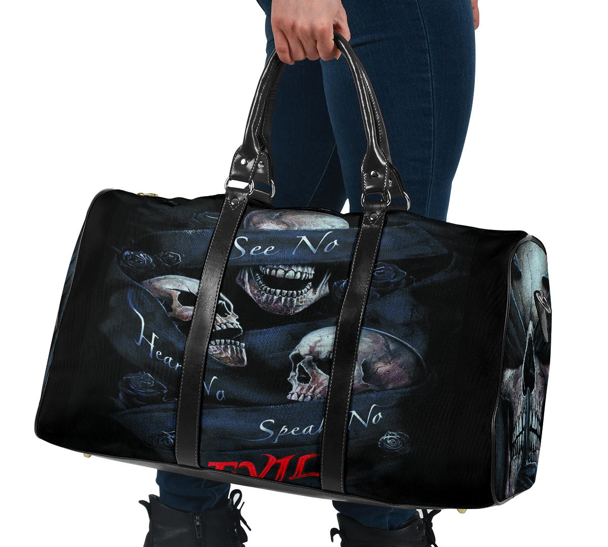 No see no hear no speak travel bag, skull bag, skull handbag