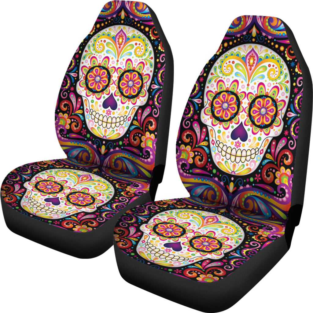 Set 2 Sugar skull car seat covers