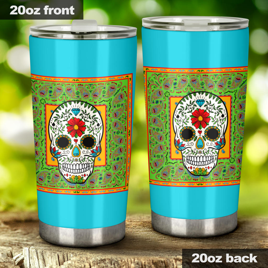 Sugar Skull Bandana Drink Tumbler