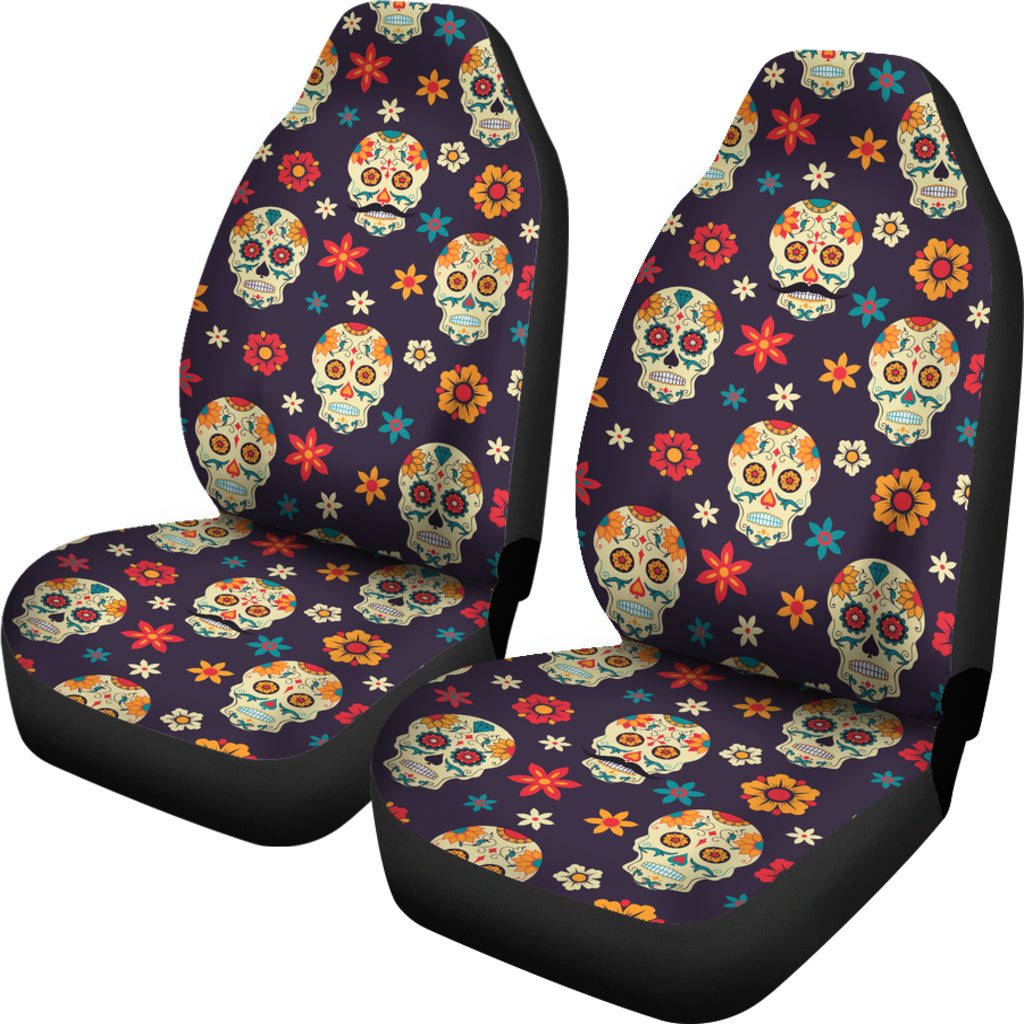 Set 2 seat cover sugar skulls