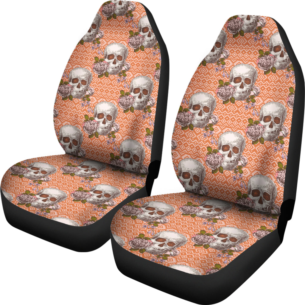 Set of 2 pcs skull floral car seat covers