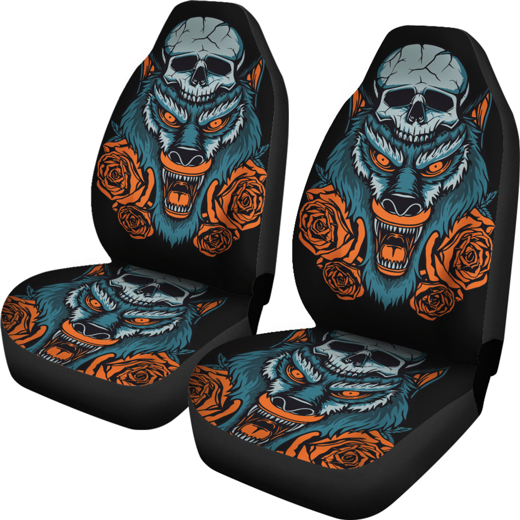 Set of 2 skulls car seat covers