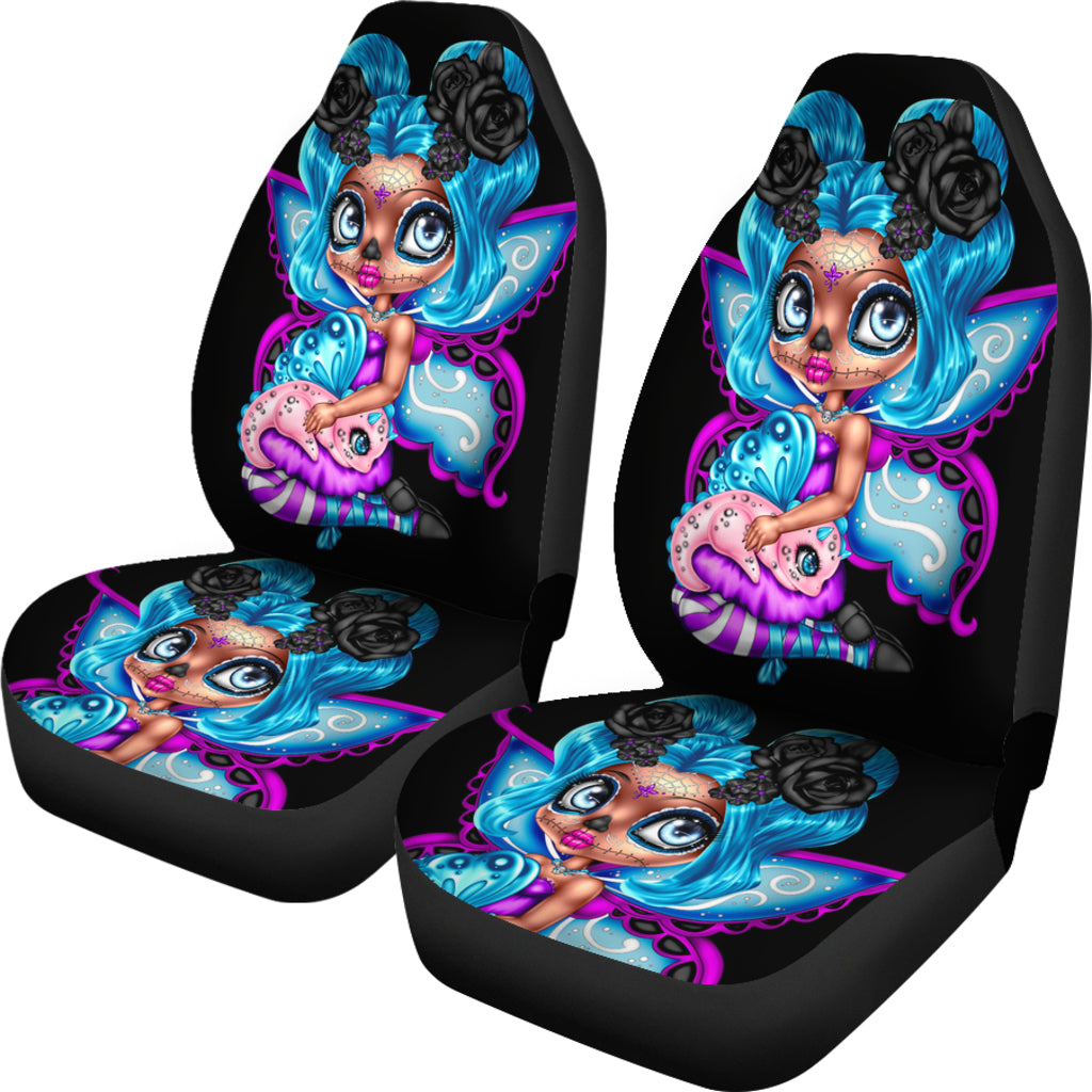 Set 2 sugar skull car seat cover day of the dead