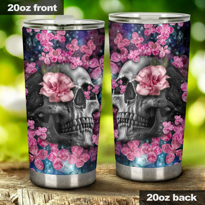 Skull floral tumbler mug cup