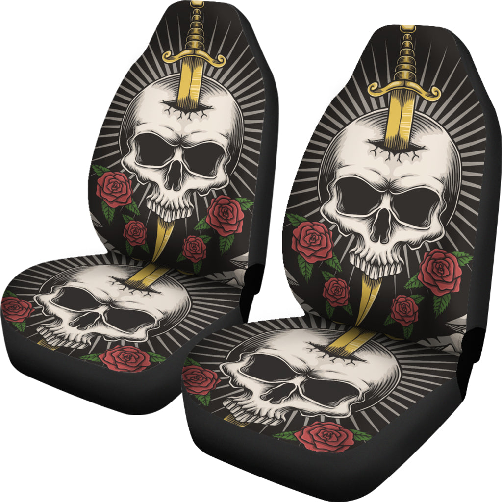 Set of 2 pcs sword skull car seat covers