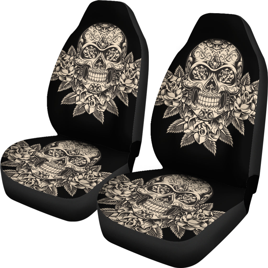 Set 2 seat cover sugar skulls