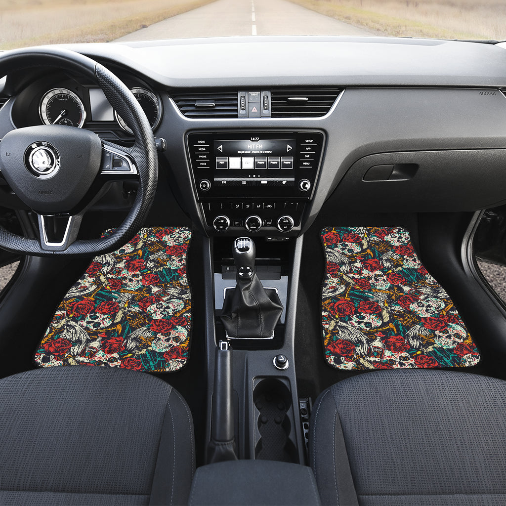 Set 4 pcs sugar skull car mats