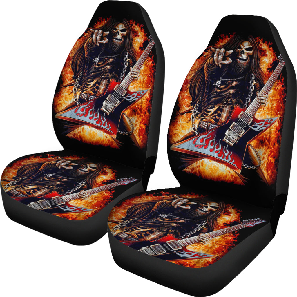 Set 2 pcs Gothic skull guitar car seat covers