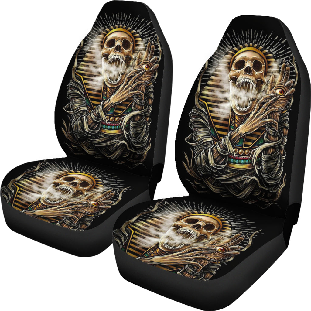 Set of 2 gothic skull car seat covers