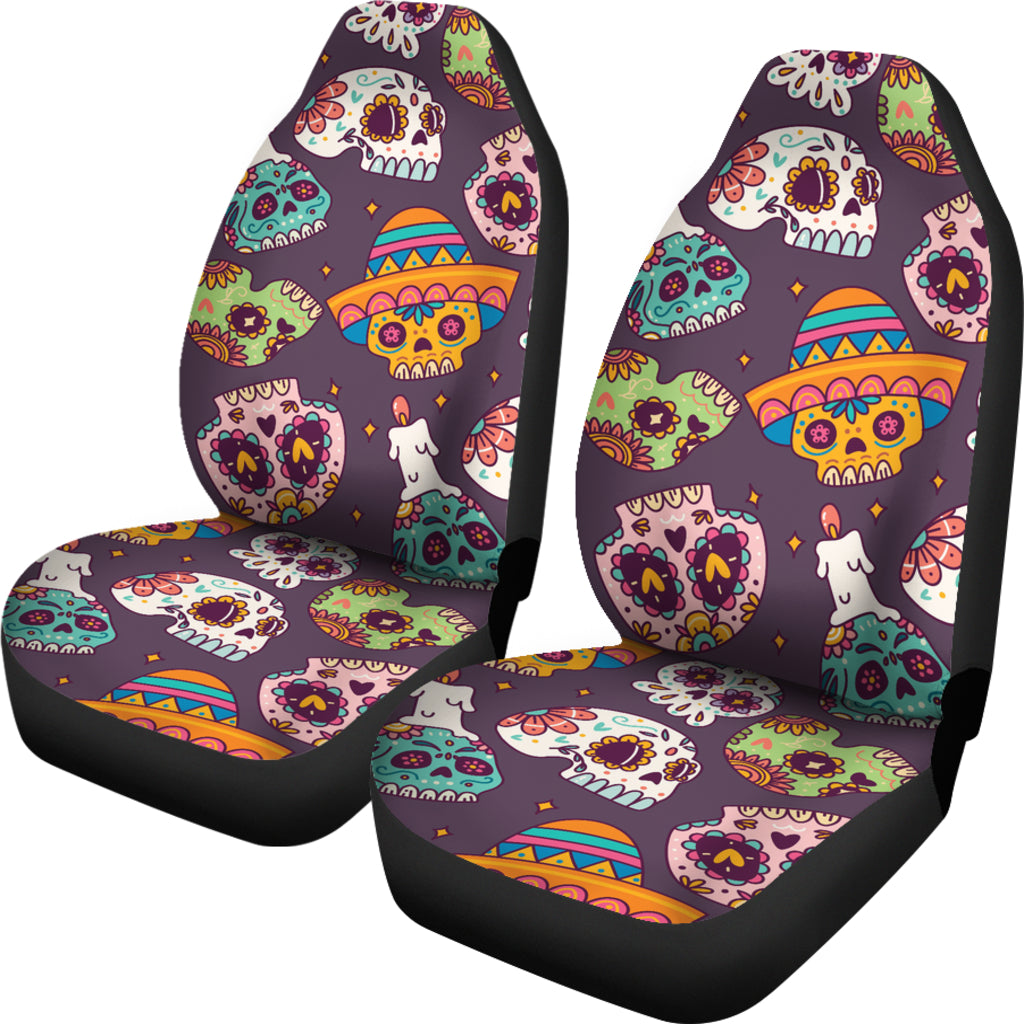 Set of 2 pcs sugar skull seat covers