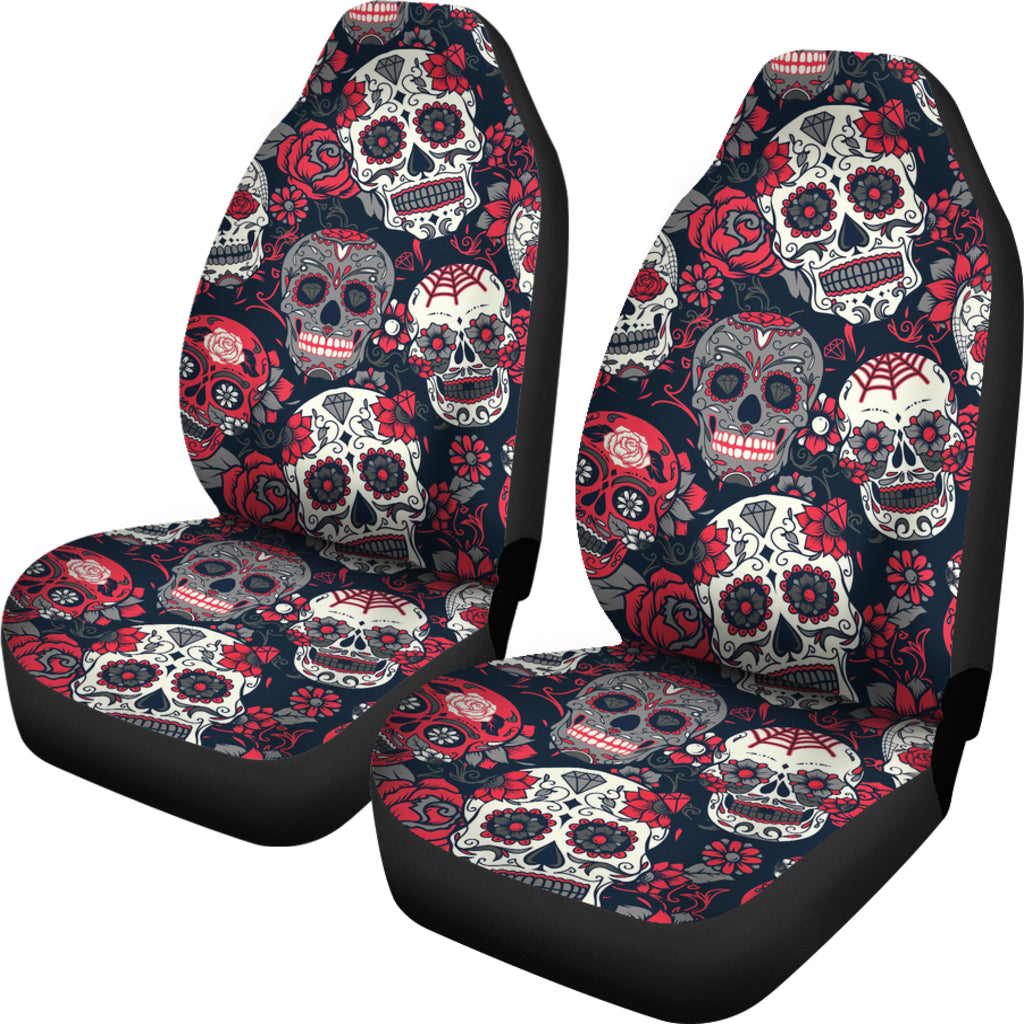 Set 2 seat cover sugar skulls