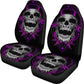 Set of 2 purple skull gothic sugar skull seat covers