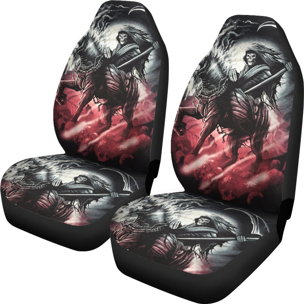 Set 2 pcs Gothic skull car seat covers