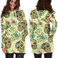 Green Sugar Skull Women's Hoodie Dress