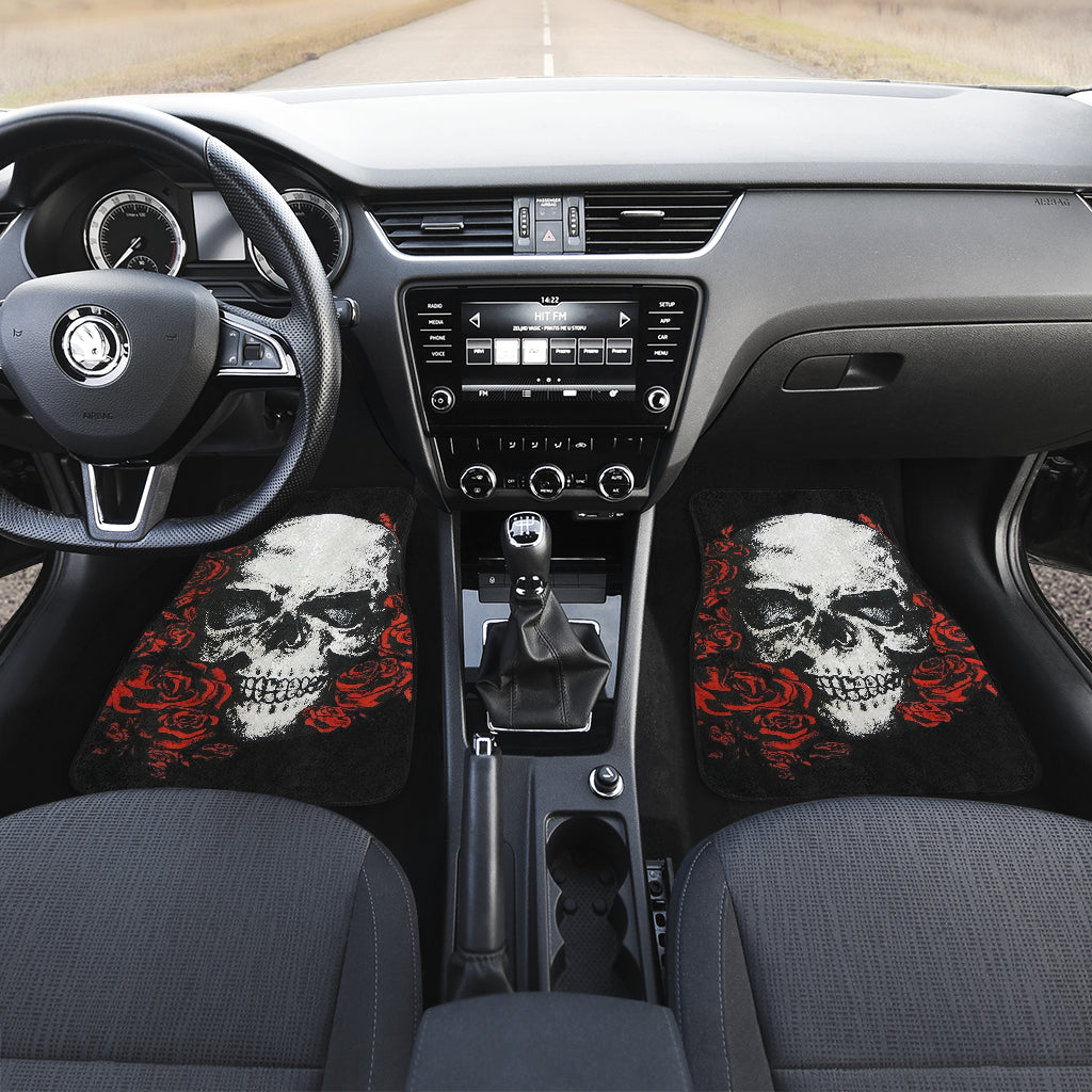 Set of 4 pcs rose skull car mats