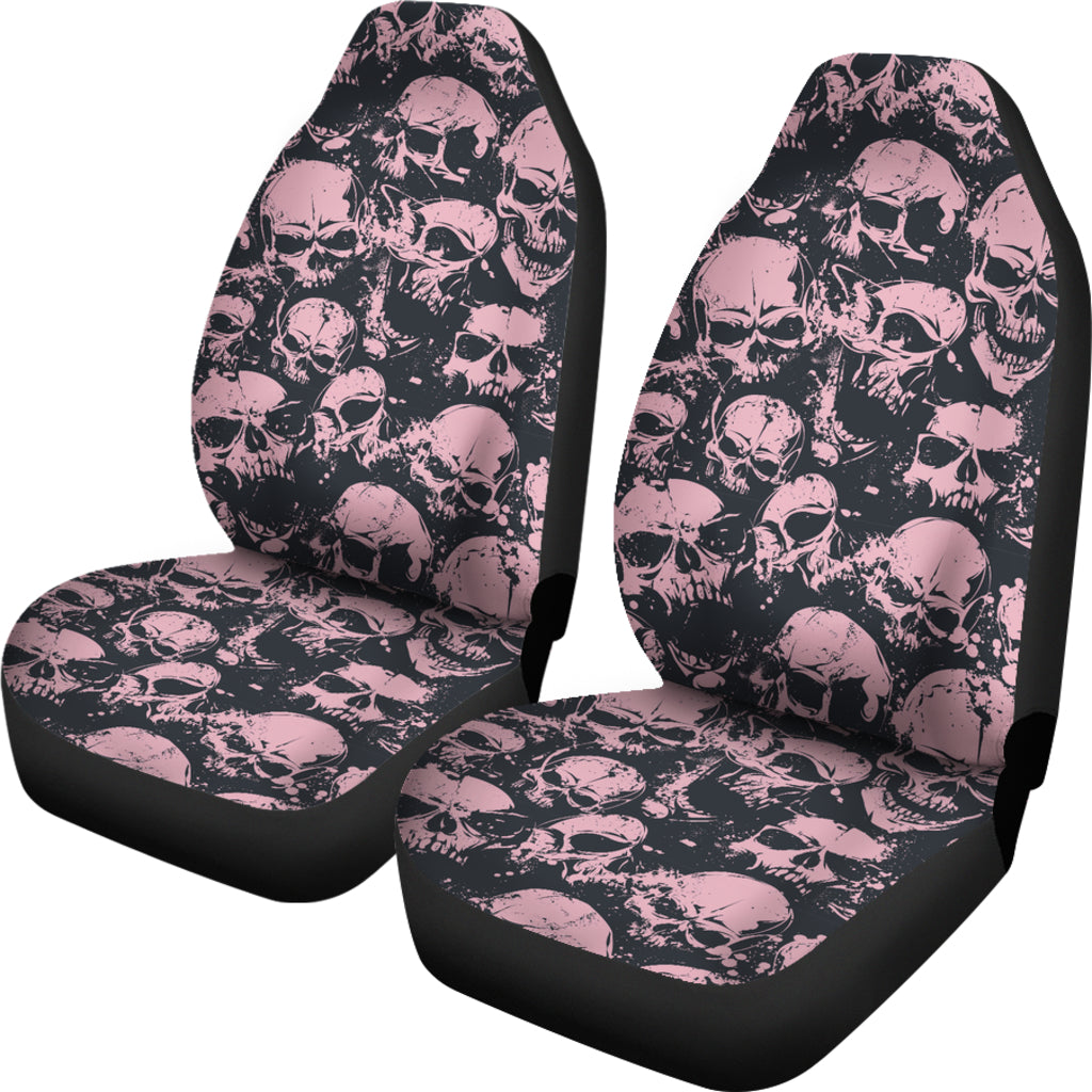 Set of 2 skull Gothic car seat covers