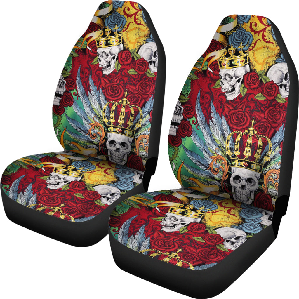 Set 2 King skull Gothic seat cover sugar skulls