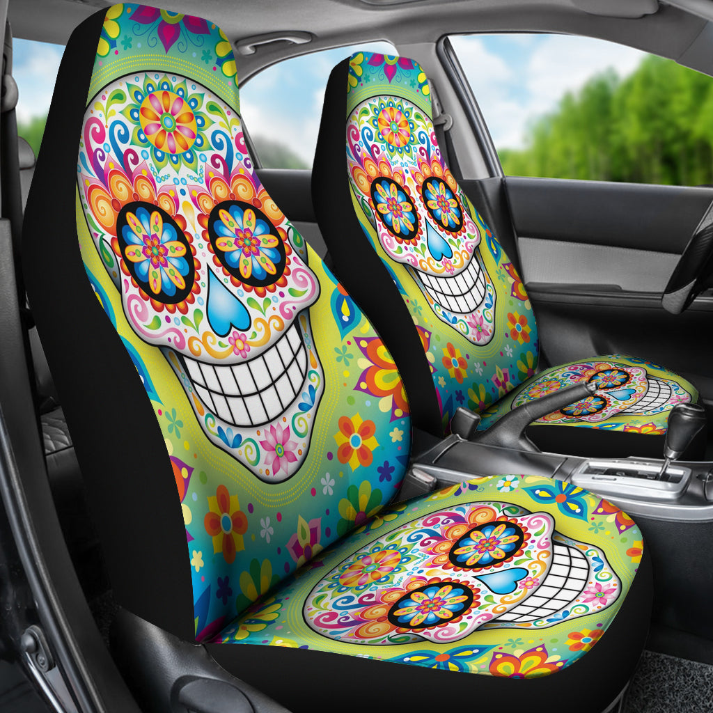 Set 2 pcs sugar skullGothic skull car seat covers