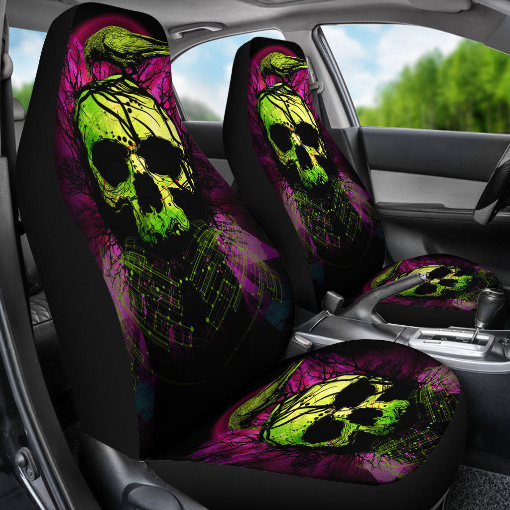 Set of 2 skull car seat covers