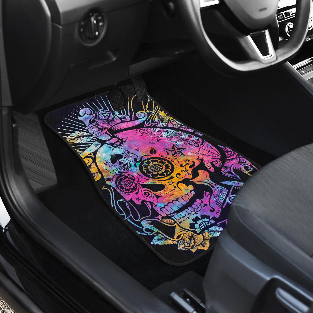 Set of 4 pcs sugar skull car mats