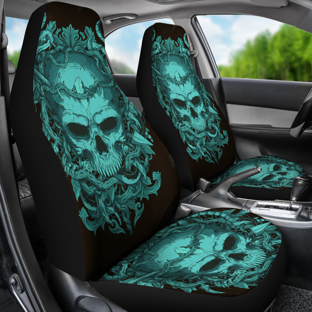 Set 2 pcs Gothic skull car seat covers