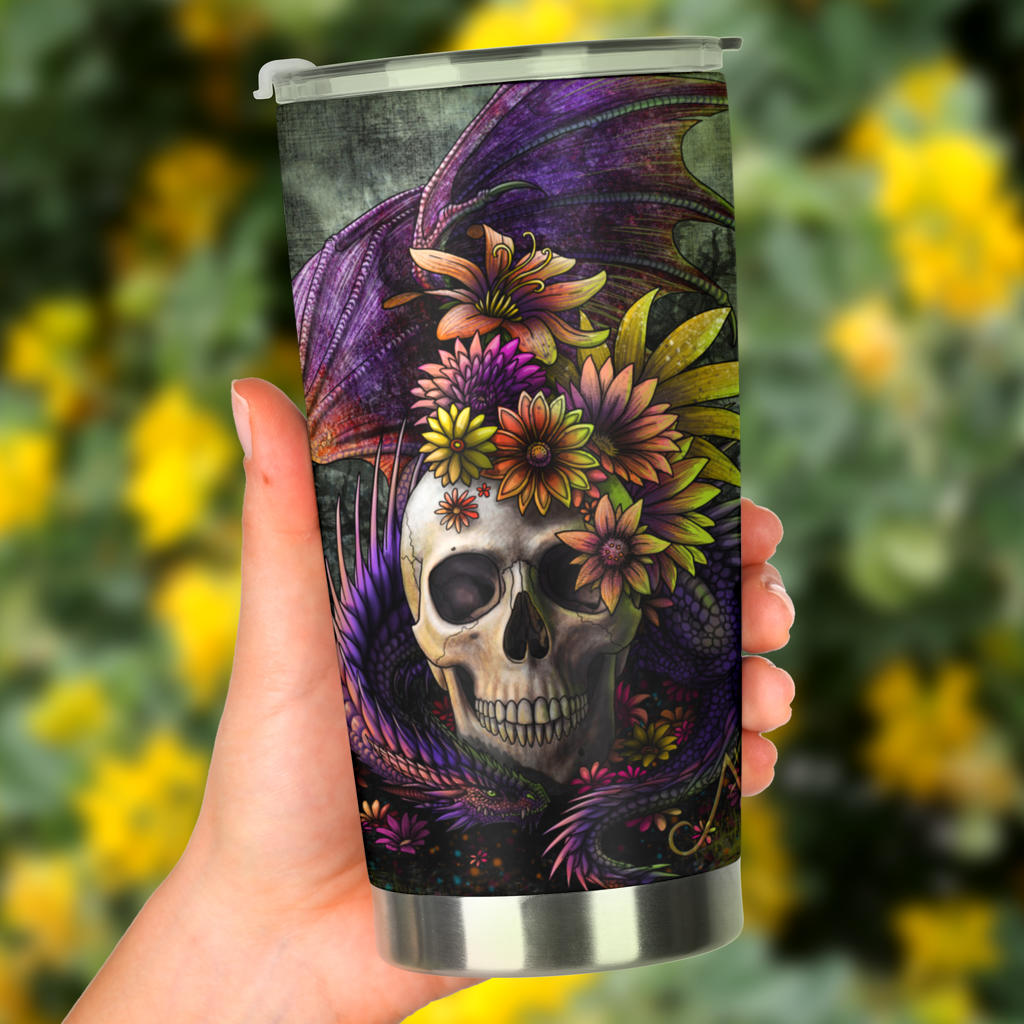 Skull dragon tumbler cup