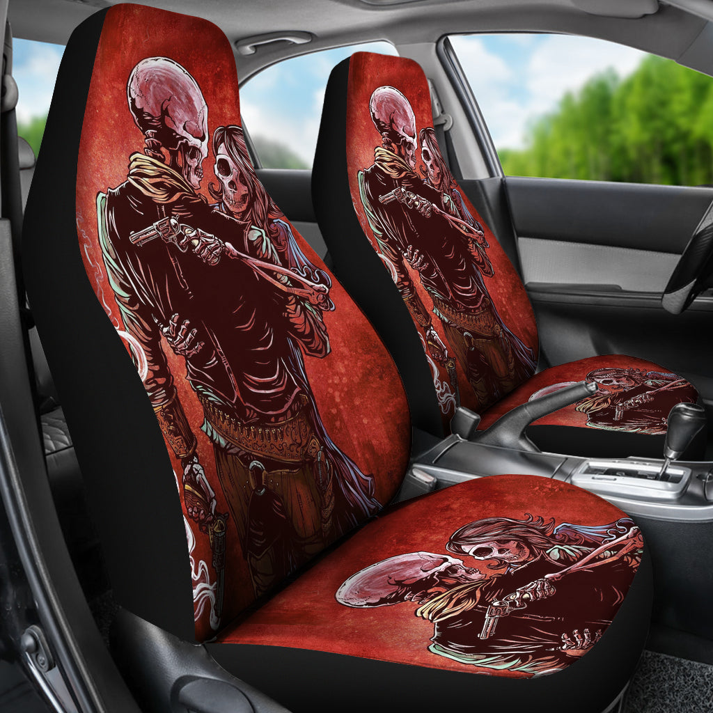 Set of 2 skull Gothic car seat covers