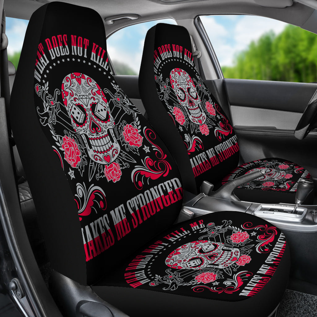 Set of 2 sugar skull car seat cover day of the dead