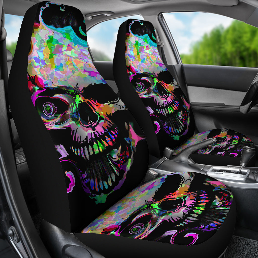 Set 2 pcs Gothic skull car seat covers