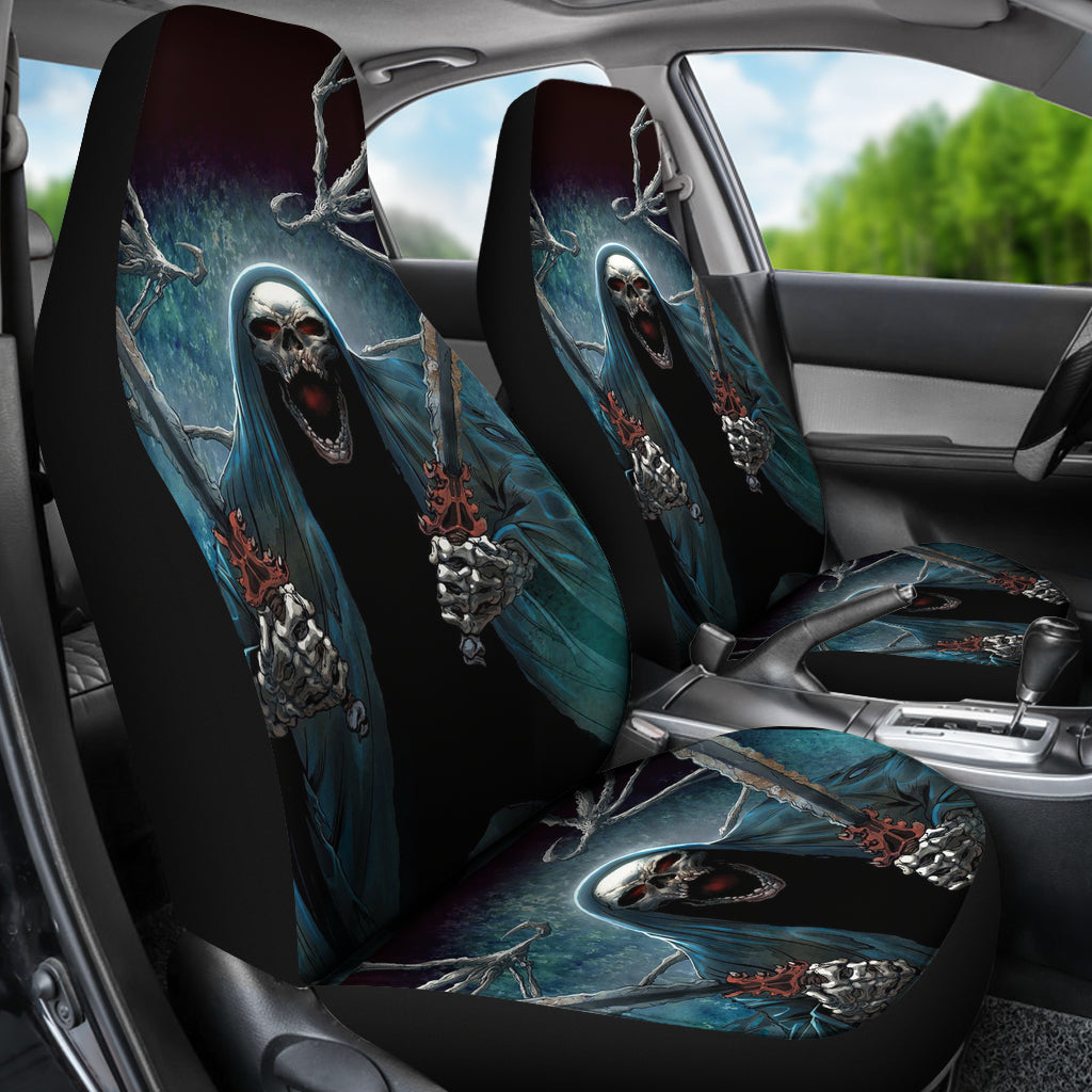 Set 2 pcs Gothic skull car seat covers