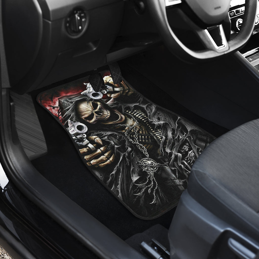 Set of 4 pcs grim reaper skull car mats