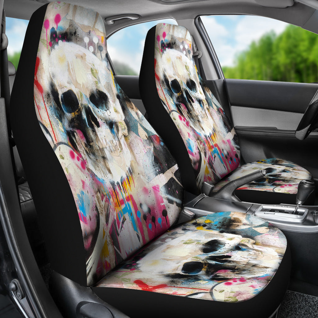 Set 2 pcs Gothic skull car seat covers