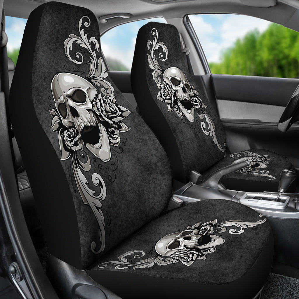 Set of 2 - Skull floral - Car Seat Covers