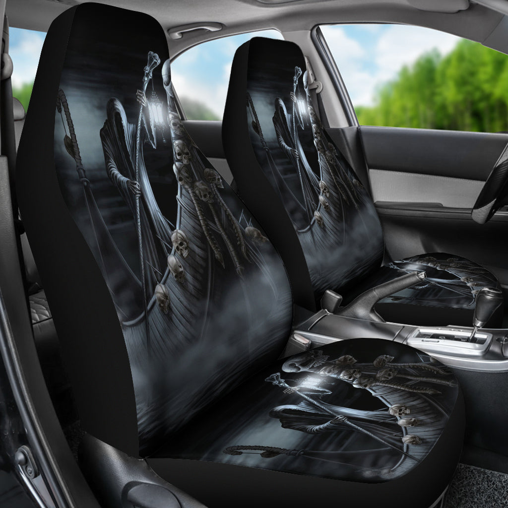 Set of 2 skull car seat covers