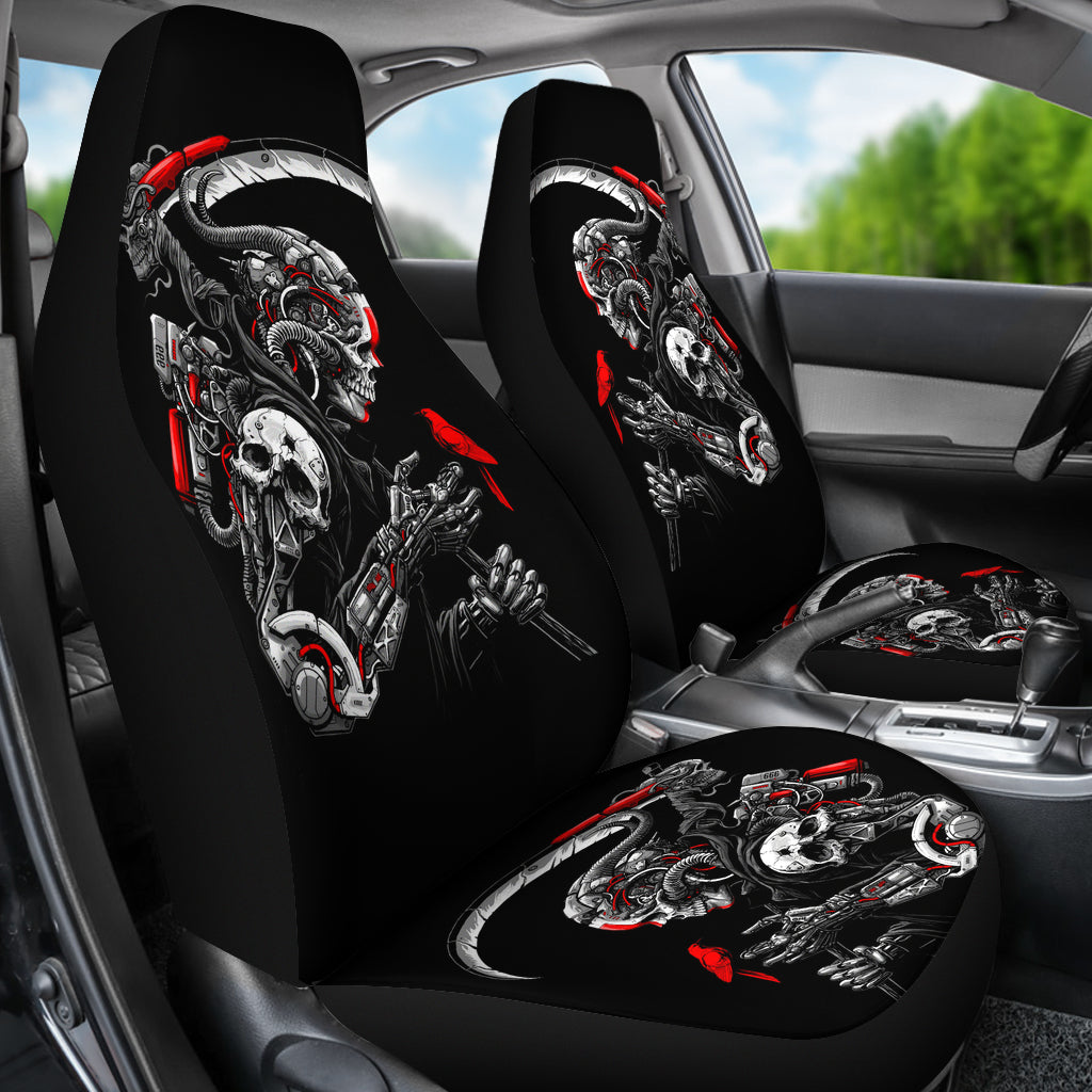 Set of 2 skulls car seat covers