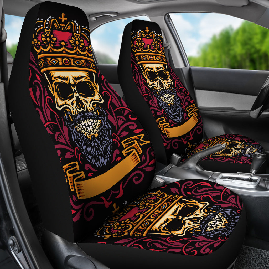 Set of 2 The KING skull car seat covers