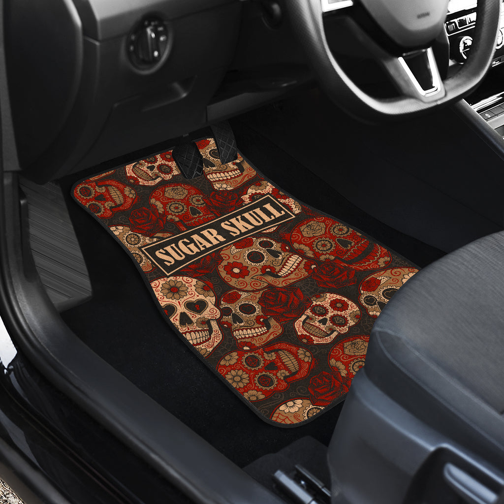 Set of 4 pcs sugar skull car mats