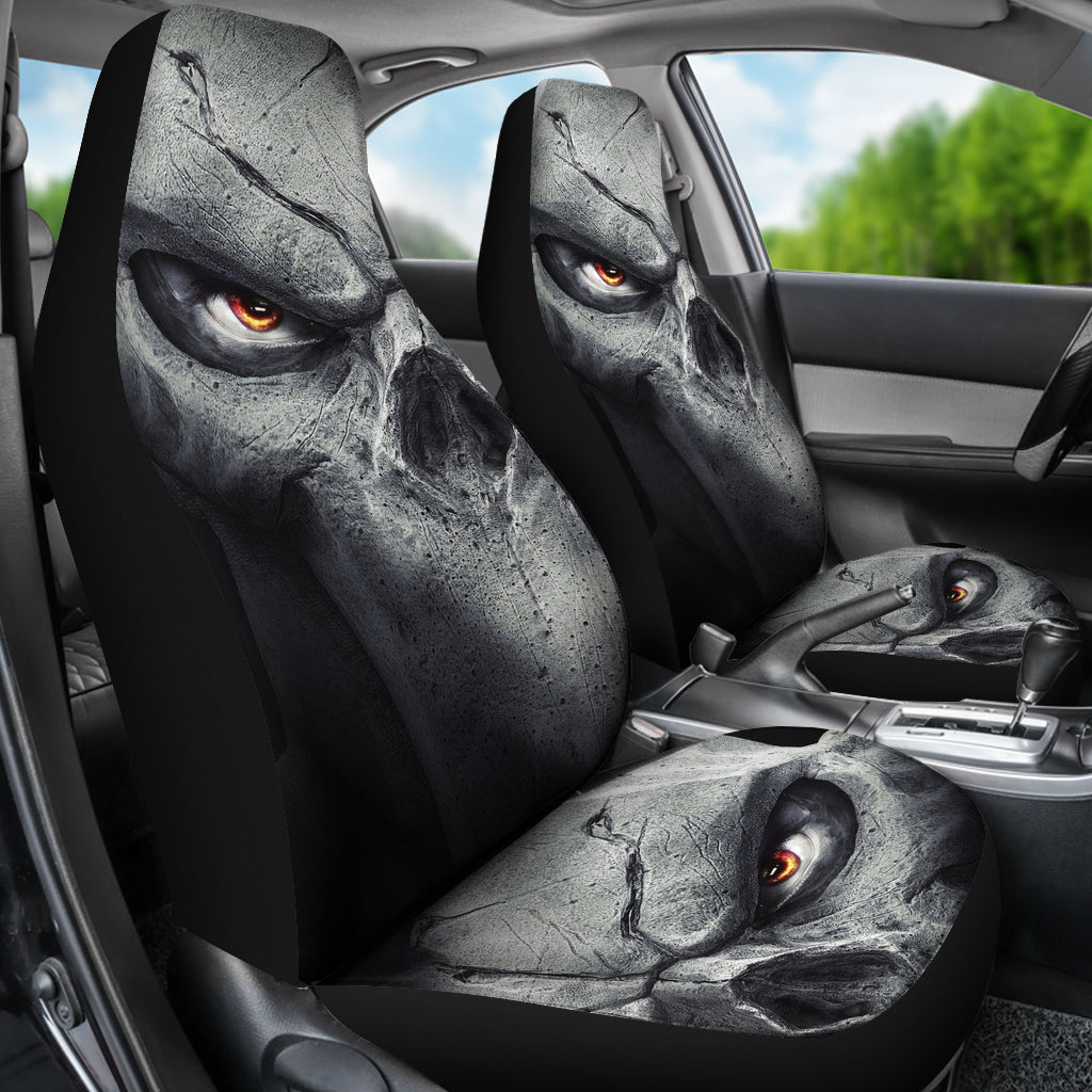 Set of 2 pcs - Skull Gothic Horror Grim reaper skull car seat covers