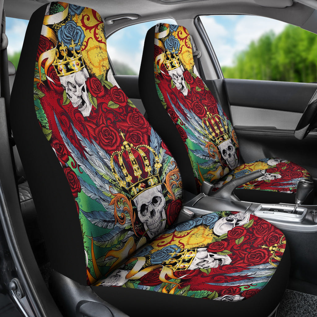 Set 2 King skull Gothic seat cover sugar skulls