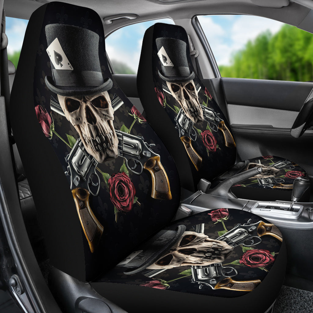 Set 2 pcs Gothic skull car seat covers