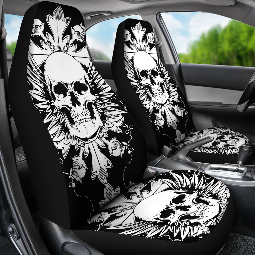 Set of 2 skull car seat covers