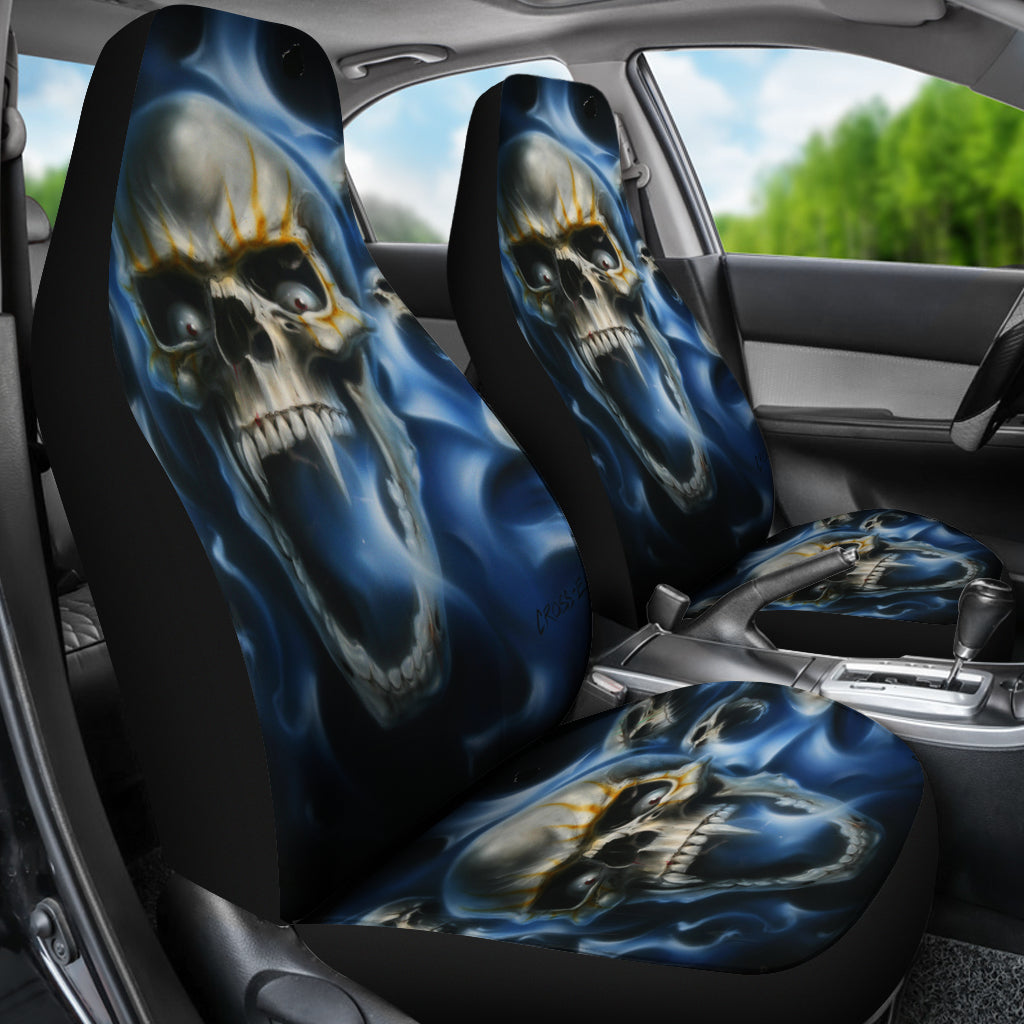 Set of 2 skull car seat covers