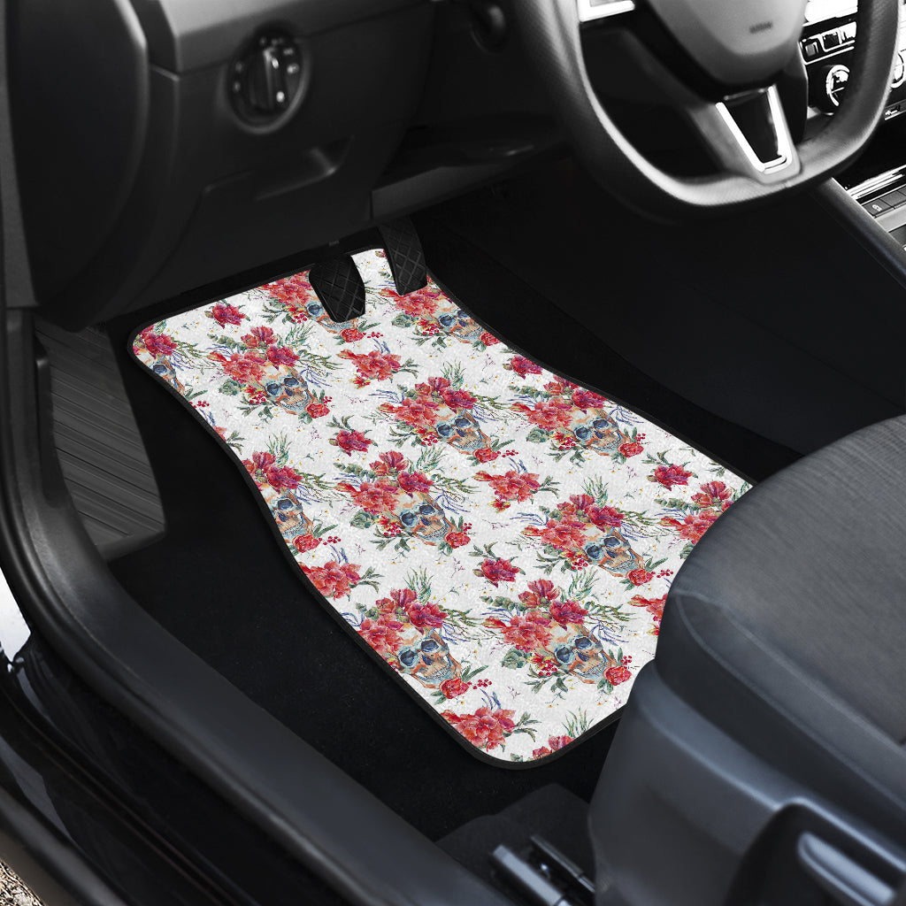 Set of 4 pcs floral skull car mats