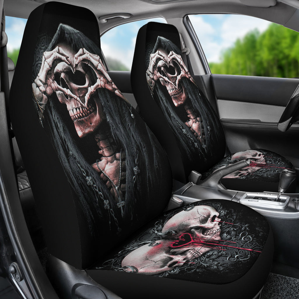 Set of 2 pcs skull girl car seat covers