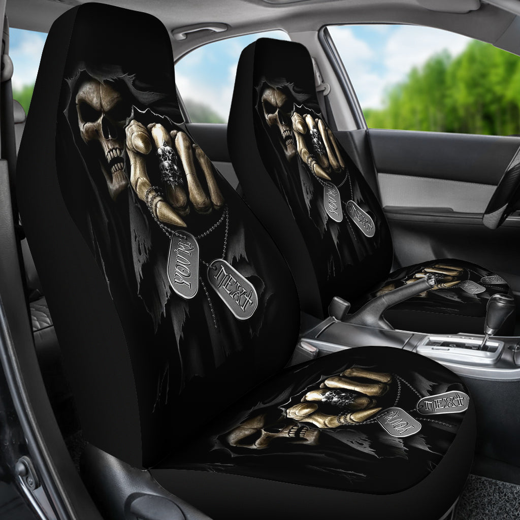 Set of 2 Grim reaper skull car seat covers